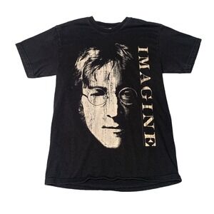 Vintage Men's John Lennon The Beatles‎ Big IMAGE Black T-Shirt Size Small
